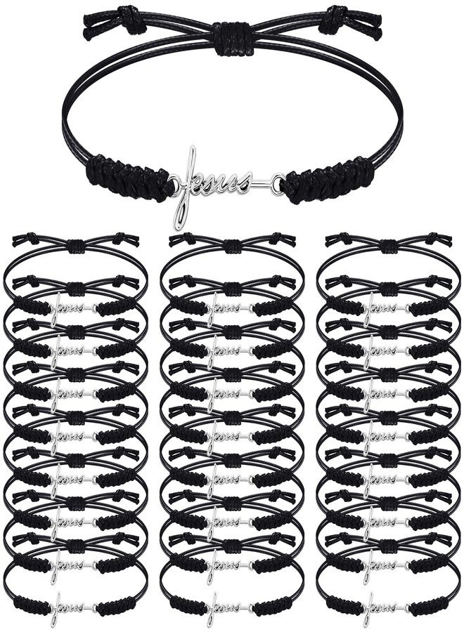 تونديامو مجموعة تونديامو من 24 قطعة من أساور الصليب للنساء، أساور صليب قابلة للتعديل، هدايا عيد ميلاد ملهمة، إكسسوارات دينية (يسوع) - Image 1