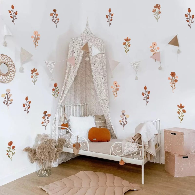 Ladinimo Flower Wall Decalsï¼ŒBoho Flower Wall Decalsï¼ŒWildflower Stickerï¼ŒPeel and Stick Floral Decor, Girls Bedroom Nursery Classroom Living Room, Spring Theme Decoration. (S236-Flower-Wall Stickers) - Image 4
