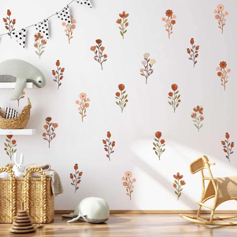 Ladinimo Flower Wall Decalsï¼ŒBoho Flower Wall Decalsï¼ŒWildflower Stickerï¼ŒPeel and Stick Floral Decor, Girls Bedroom Nursery Classroom Living Room, Spring Theme Decoration. (S236-Flower-Wall Stickers) - Image 1