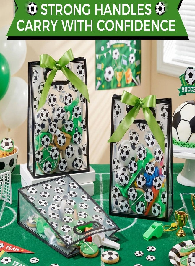 Resurhang 36 Pcs Soccer Clear Gift Bags with Handles and Ribbon, PP Soccer Goodie Bags, Clear Party Favor Bag for Team Party, Birthday, Sports Events, 10 x 7 x 3.15 in - Image 3