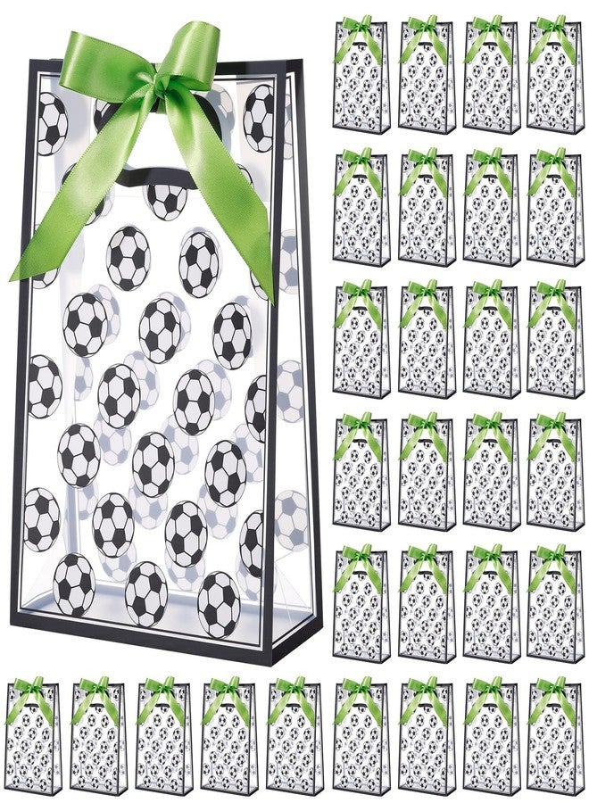 Resurhang 36 Pcs Soccer Clear Gift Bags with Handles and Ribbon, PP Soccer Goodie Bags, Clear Party Favor Bag for Team Party, Birthday, Sports Events, 10 x 7 x 3.15 in - Image 1