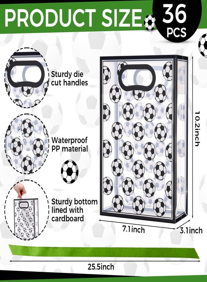 Resurhang 36 Pcs Soccer Clear Gift Bags with Handles and Ribbon, PP Soccer Goodie Bags, Clear Party Favor Bag for Team Party, Birthday, Sports Events, 10 x 7 x 3.15 in - Image 2