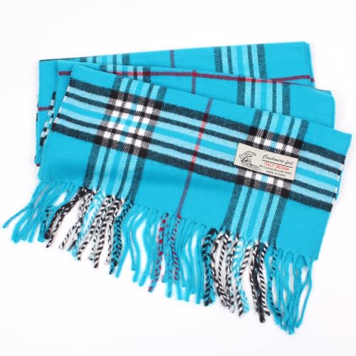 TZ Promise Plaid Cashmere Feel Classic Soft Luxurious Winter Scarf For Men Women (Sky Blue) - Image 3