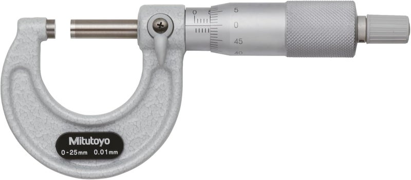 Mitutoyo 103-137 Outside Micrometer with Baked-Enamel Finish and Vernier Scale in Metric Units - Image 1