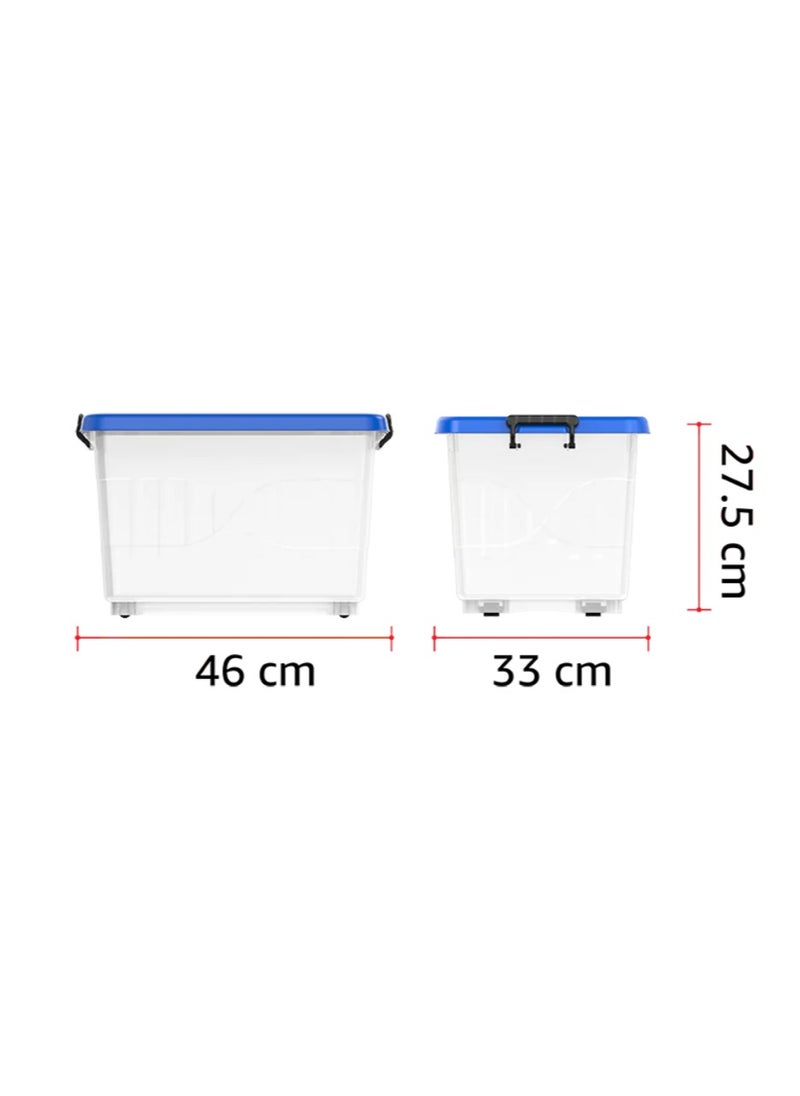 Cosmoplast 22L Clear Plastic Storage Boxes with Wheels & Lockable Lid  - Image 2