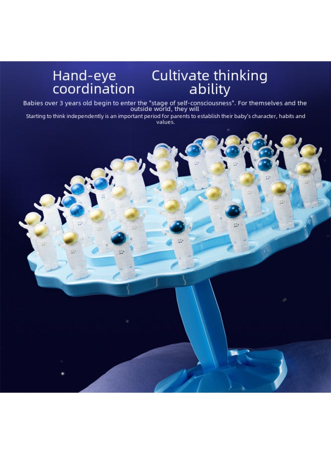 Frog Balance Tree Astronaut Children's Educational Table Game Toy Multiplayer Interactive Stacking Fun Toy-Color:Balance Tree-Spaceman Cyan (e-commerce Box)  - Image 4