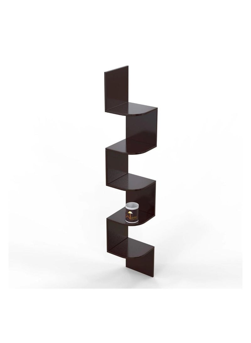 Wooden Twist Fancy Zigzag Wall Mount Floating Corner Wall Shelf - Image 3