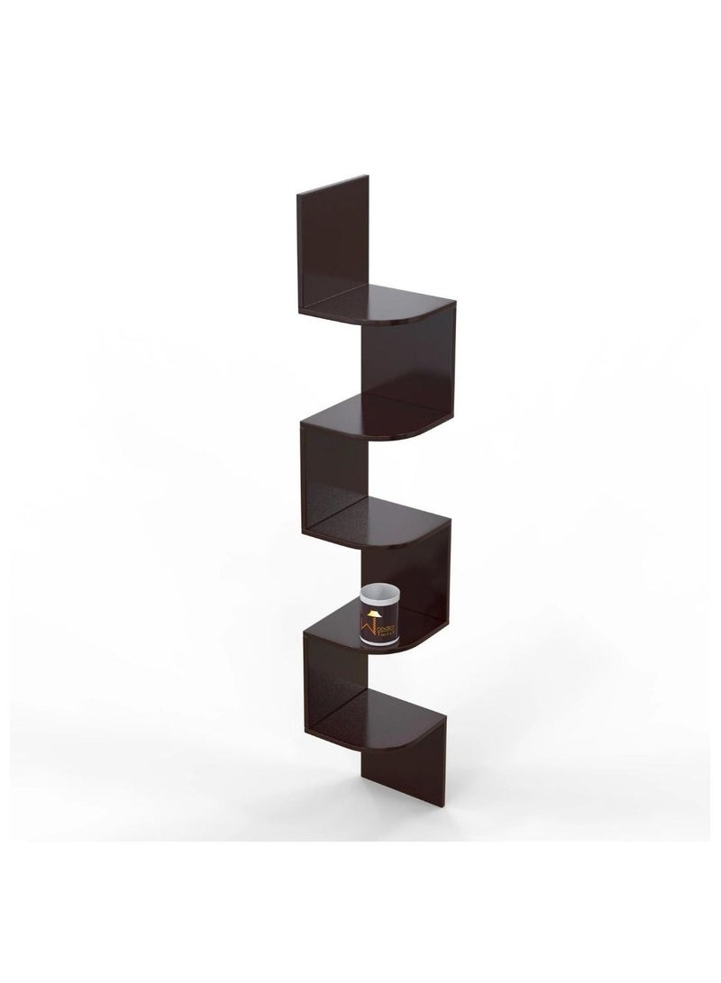 Wooden Twist Fancy Zigzag Wall Mount Floating Corner Wall Shelf - Image 2