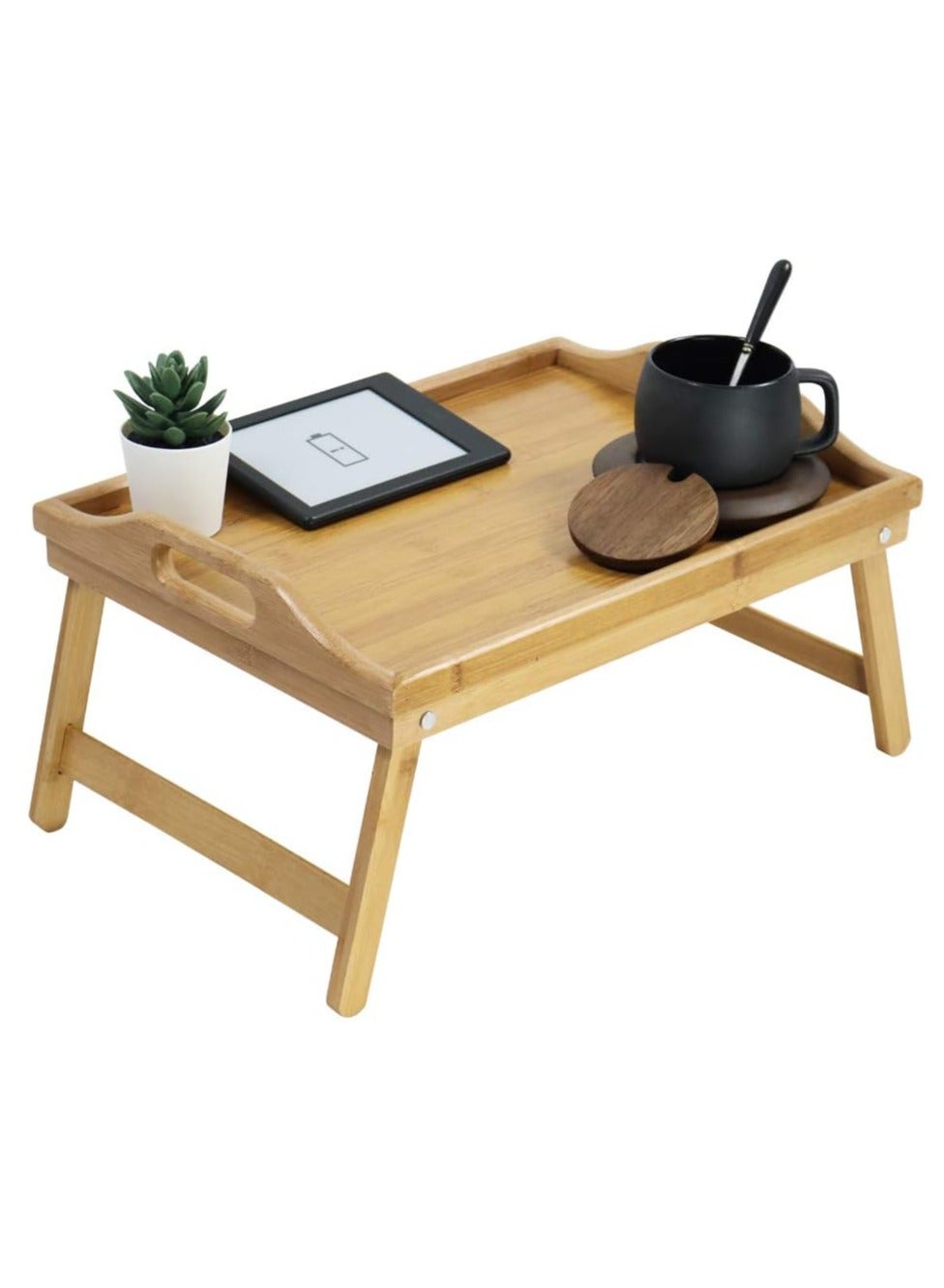 Bamboo Bed Tray Table with Folding Legs Foldable Serving Portable Laptop Tray Snack Tray Breakfast Tray Bed Table Drawing Table