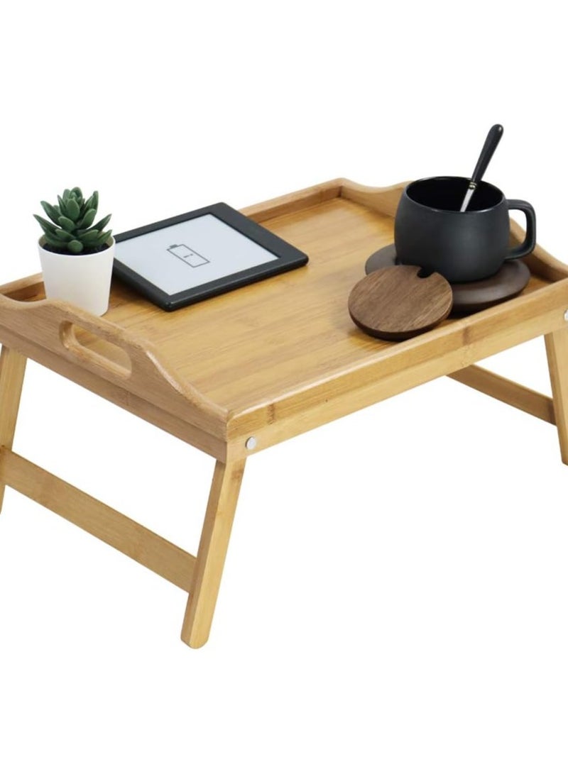ADAK Bamboo Bed Tray Table with Folding Legs Foldable Serving Portable Laptop Tray Snack Tray Breakfast Tray Bed Table Drawing Table - Image 5