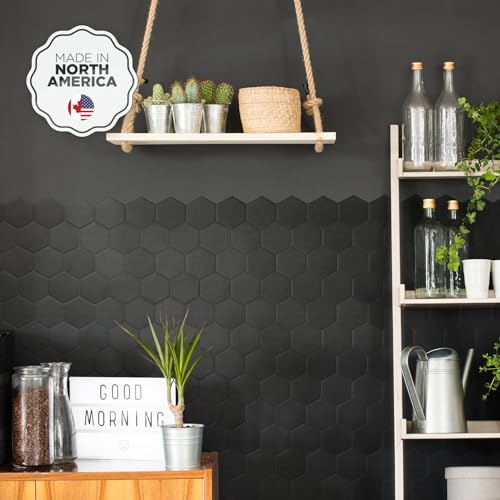 SMART TILES Peel and Stick Backsplash - 5 Sheets of 10.61" x 9.56" - 3D Adhesive Peel and Stick Tile Backsplash for Kitchen, Bathroom, Wall Tile (Dark Grey, Pack of 5) - Image 2