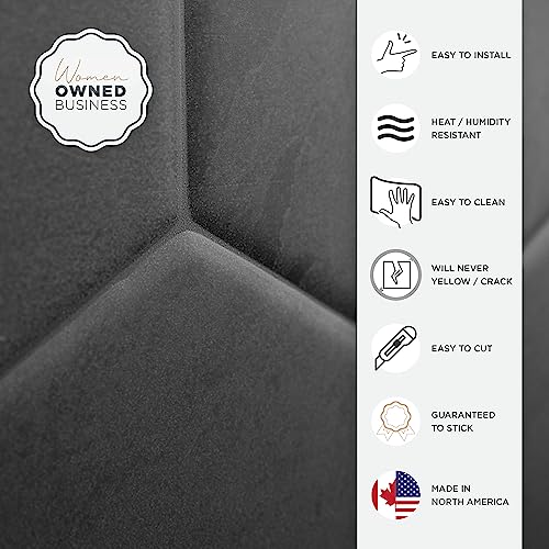 SMART TILES Peel and Stick Backsplash - 5 Sheets of 10.61" x 9.56" - 3D Adhesive Peel and Stick Tile Backsplash for Kitchen, Bathroom, Wall Tile (Dark Grey, Pack of 5) - Image 5