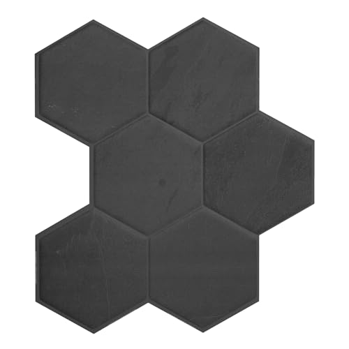 SMART TILES Peel and Stick Backsplash - 5 Sheets of 10.61" x 9.56" - 3D Adhesive Peel and Stick Tile Backsplash for Kitchen, Bathroom, Wall Tile (Dark Grey, Pack of 5) - Image 1