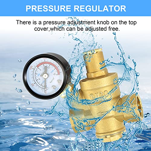FASBET Water Pressure Regulator 3/4 inch with Gauge, Made of 100% High Hardness Brass, Adjustable Water Pressure Reducing Valve Water for Home DN20 - Image 4