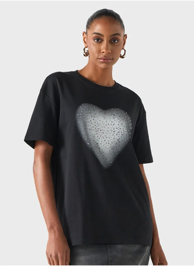 2Xtremz Embellished Crew Neck T-Shirt