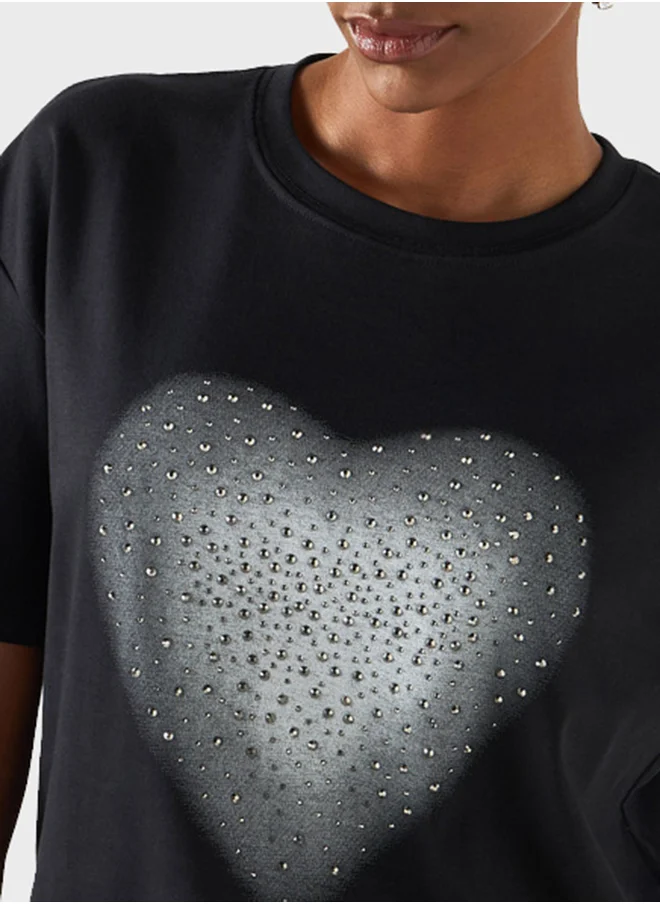 2Xtremz Embellished Crew Neck T-Shirt