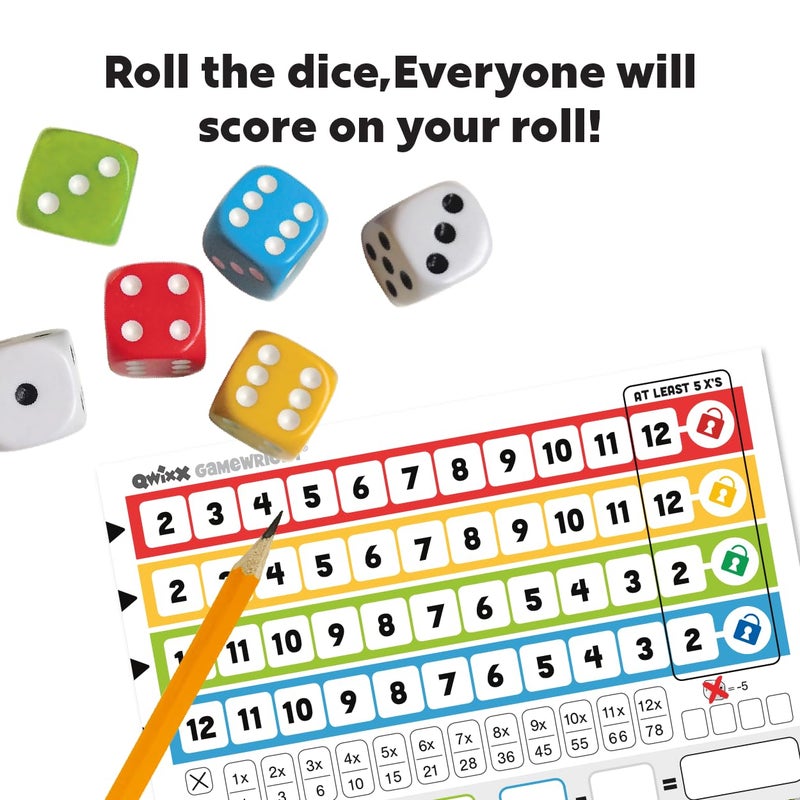 Gamewright Qwixx: The frantic dice rolling game that everyone plays at once! For ages 8+, 2-5 players, from Gamewright - Image 2