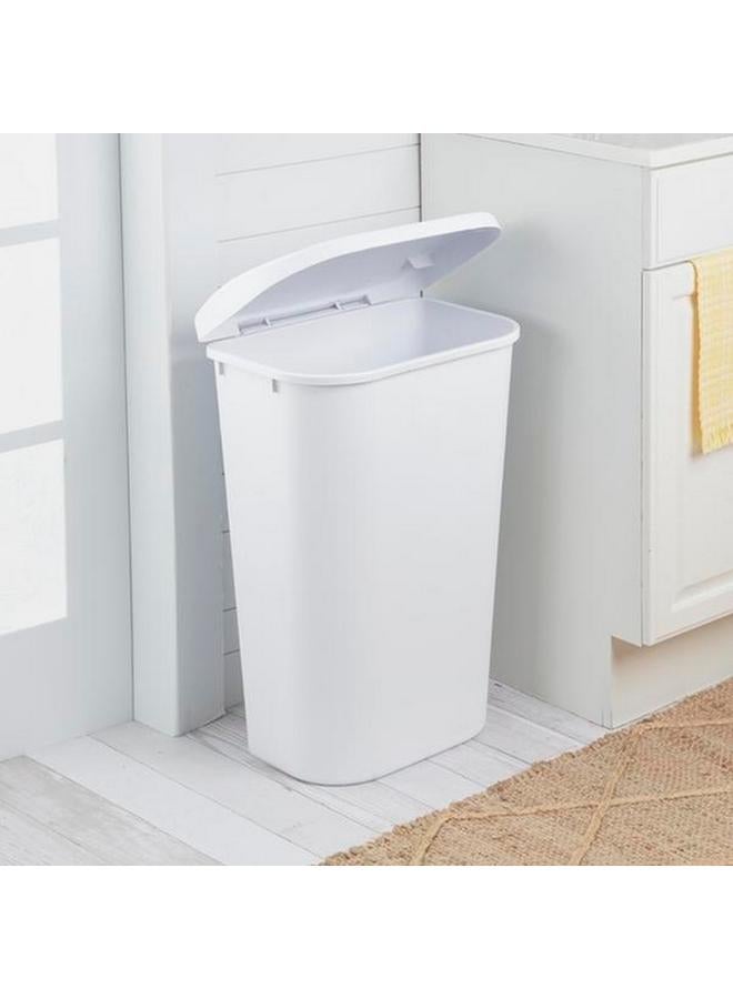 Sterilite D-Shape Design Durable Lift Top Wastebasket White 11.3 Gal 10758006 - Image 4