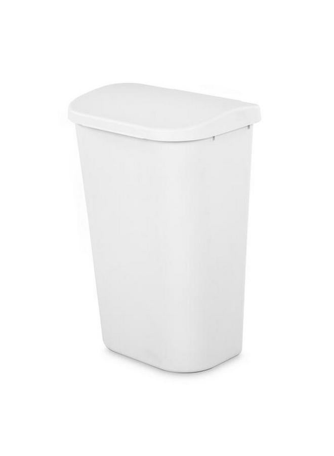 Sterilite D-Shape Design Durable Lift Top Wastebasket White 11.3 Gal 10758006 - Image 1