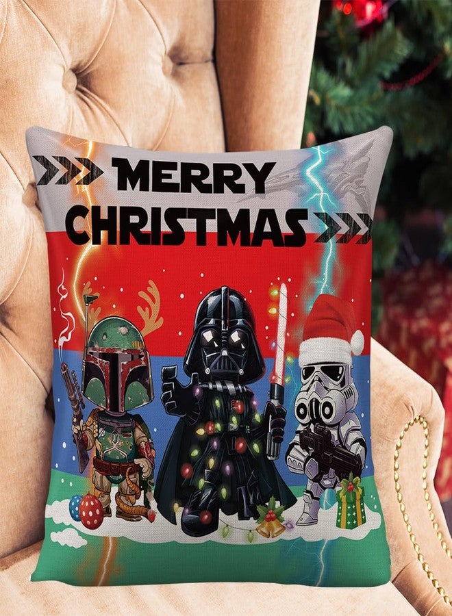 WLWLGLUCK Star and Wars Themed Throw Pillow Cover Christmas Throw Pillowcase for Living Room Bedroom, Dar-t-h-Vader Cushion Cover for Sofa Bed Couch, Cotton Linen Cushion Cover, 18 x 18", No Pillow Insert - Image 3