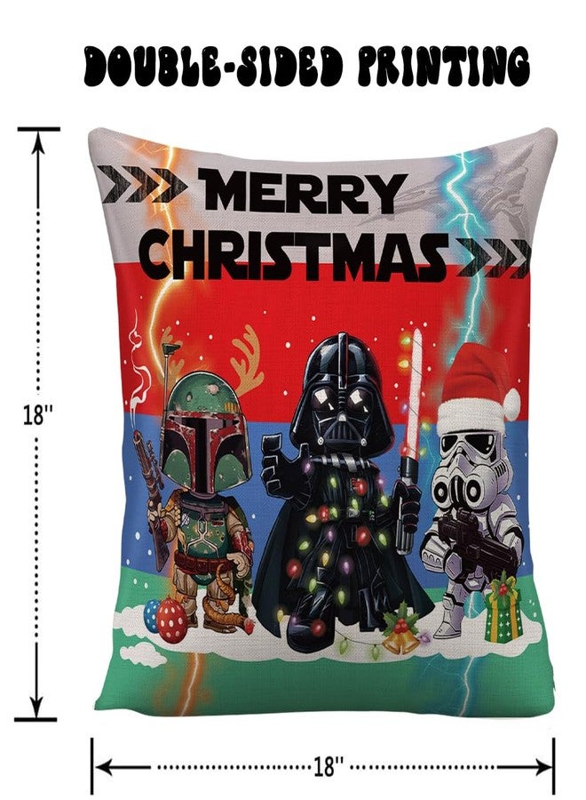 WLWLGLUCK Star and Wars Themed Throw Pillow Cover Christmas Throw Pillowcase for Living Room Bedroom, Dar-t-h-Vader Cushion Cover for Sofa Bed Couch, Cotton Linen Cushion Cover, 18 x 18", No Pillow Insert - Image 2