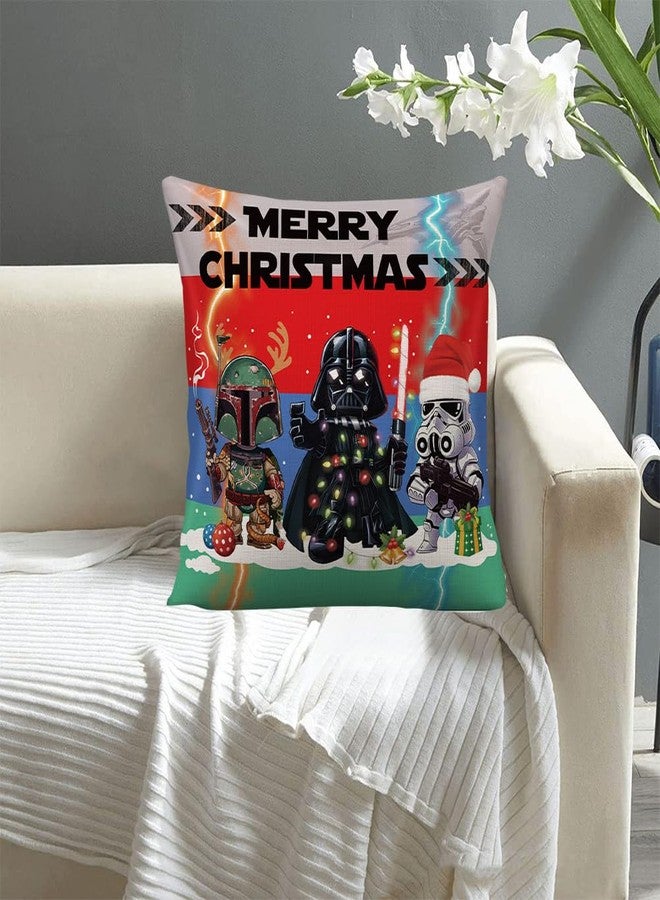 WLWLGLUCK Star and Wars Themed Throw Pillow Cover Christmas Throw Pillowcase for Living Room Bedroom, Dar-t-h-Vader Cushion Cover for Sofa Bed Couch, Cotton Linen Cushion Cover, 18 x 18", No Pillow Insert - Image 4
