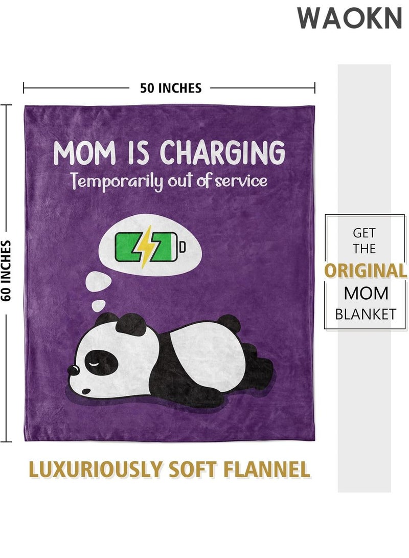 دبليو أيه أو كي أن بطانية ركنية مضحكة لمنع الشخير للأم - بطانية عملية لقيلولة السفر، 60 بوصة × 50 بوصة، مصنوعة من الصوف الناعم، هدية لأعياد الميلاد والتقاعد - أفضل هدية من الابنة/الابنة للأم - هدايا مبتكرة بتصميم فكاهي (أرجواني) - Image 5