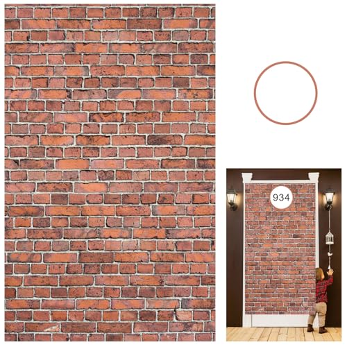 TTXXLL Brick Wall Backdrop787x 492 Inch Door Curtain Wizard Birthday Party Supplies Halloween Christmas Themed Party DecorationsWall Backdrop Decoration Old red - Image 1