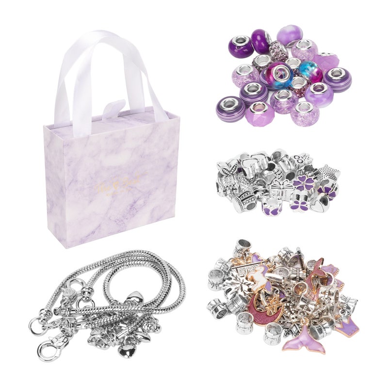 Bracelet Making Kit: Purple Alloy & Plastic Set - Complete Accessories, No Tools Required, Diy Jewelry Making for Kids Craft Activities, Creative Handicraft Gifts - Image 1
