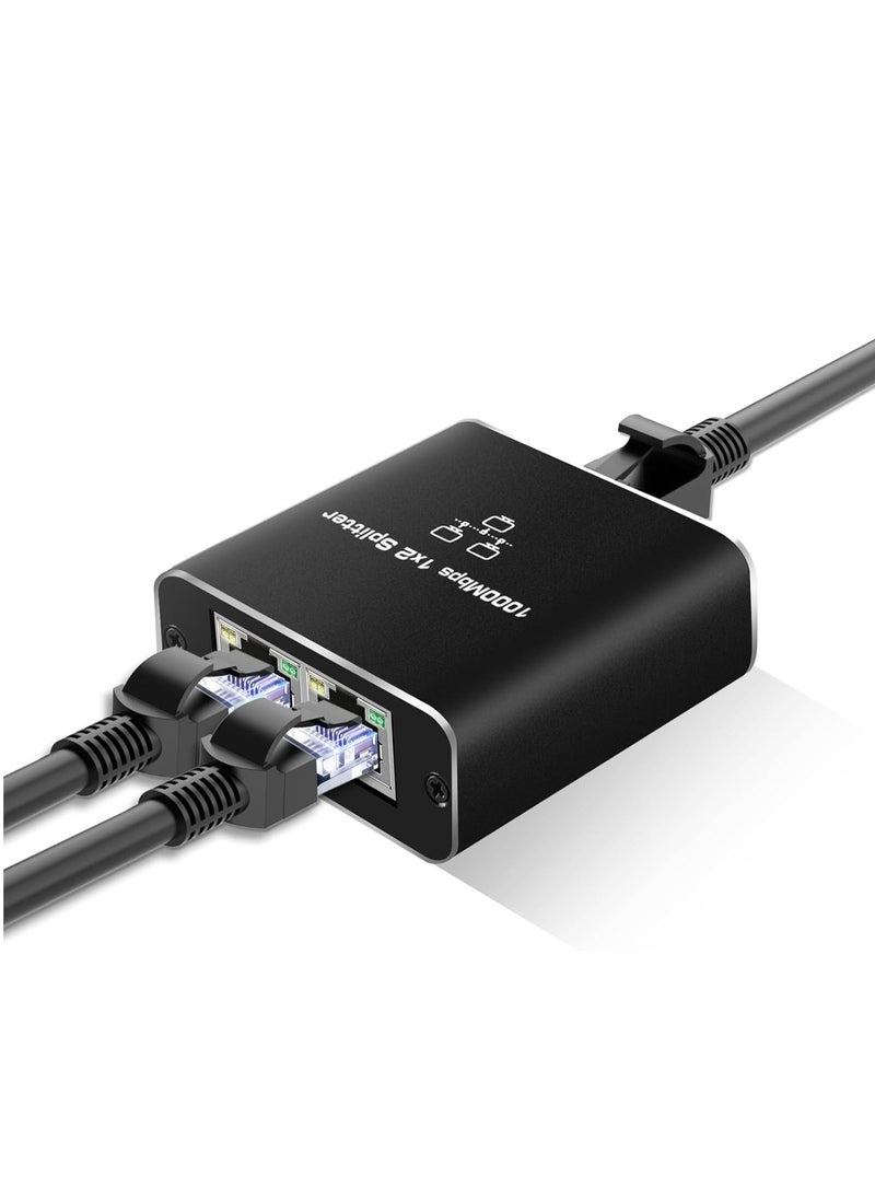 Generic RJ45 1 to 2 Ethernet Splitter, 1000Mbps Network Splitter with USB Power Cable, Gigabit LAN Internet Splitter Connector for Cat 5/5e/6/7/8, Supports 2 Devices Working Simultaneously  - Image 1
