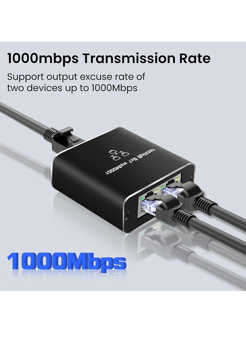 Generic RJ45 1 to 2 Ethernet Splitter, 1000Mbps Network Splitter with USB Power Cable, Gigabit LAN Internet Splitter Connector for Cat 5/5e/6/7/8, Supports 2 Devices Working Simultaneously  - Image 4