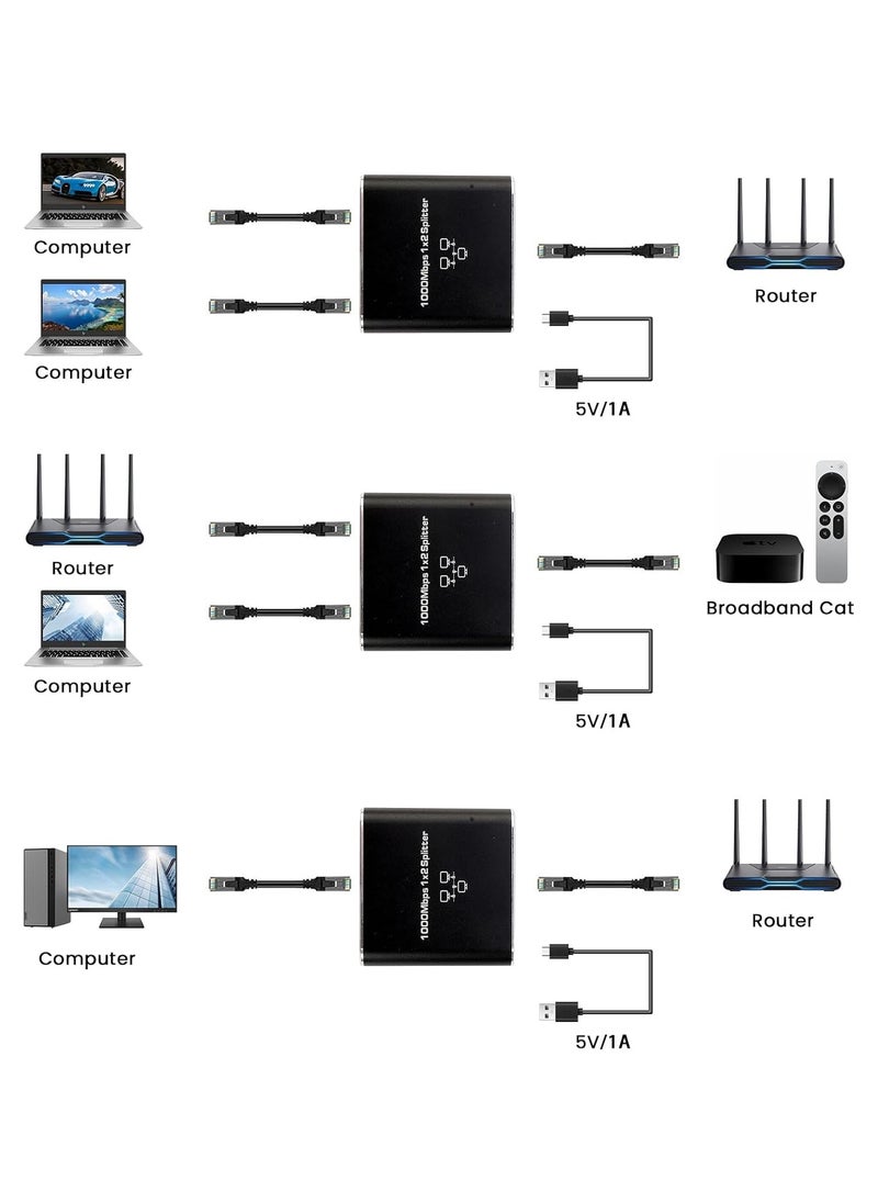 Generic RJ45 1 to 2 Ethernet Splitter, 1000Mbps Network Splitter with USB Power Cable, Gigabit LAN Internet Splitter Connector for Cat 5/5e/6/7/8, Supports 2 Devices Working Simultaneously  - Image 5