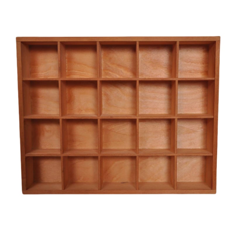 LONG TAO صندوق تقسيم خشبي LONG TAO 1 قطعة 13.4''x10.6''x2'' لعرض المنتجات وتنظيم التخزين مع 20 قسم لتخزين المنزل والحرف والمكتب والمطبخ (لون عتيق) - Image 1