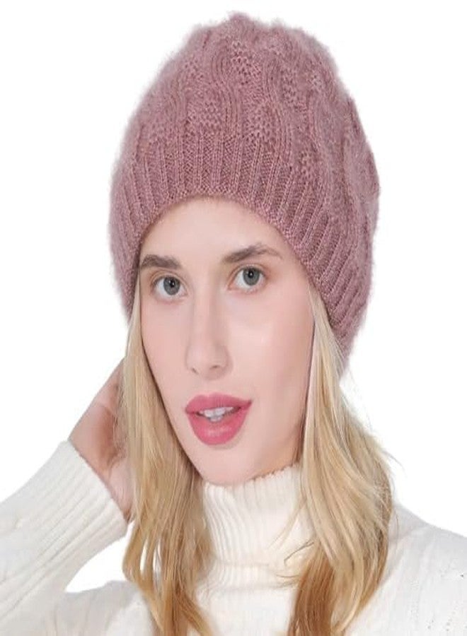 Khwaish Store Women's Woolen Beanie Cap with Fleece Lining Warm Comfortable Winter Visor Cap for Snow Cold Weather | Multicolor - Image 1