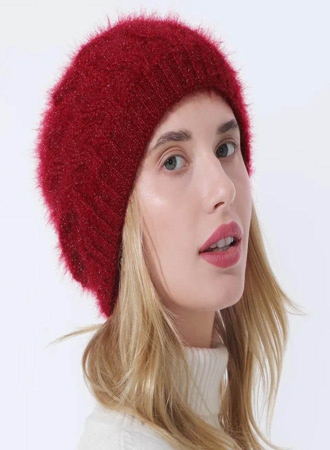 Khwaish Store Women's Woolen Beanie Cap with Fleece Lining Warm Comfortable Winter Visor Cap for Snow Cold Weather | Multicolor - Image 2