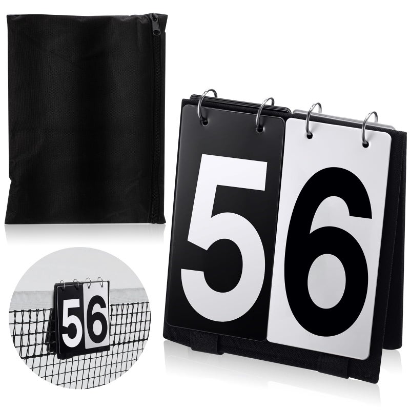 Sonwyoung 1 Pack Over Net Tennis Score Keeper Flip Scoreboards Portable for Volleyball Basketball Coaching Tennis Outdoor Numbers 09Black - Image 2