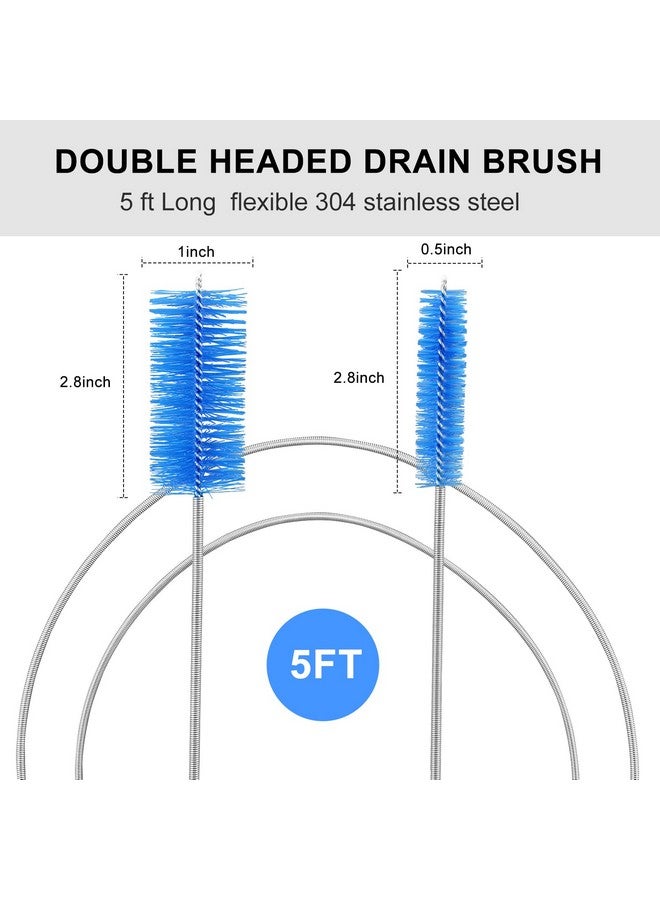 KITOSUN Flexible Drain Brush Cleaner Kit - CPAP Hose Cleaner 5ft Long Elastic Double Head Nylon Cleaning Brush + 3pcs 10” Straw Brushes for Aquarium Water Filter Pipe Air Tube Fish Tank Tub Sinks Glass Vase - Image 3