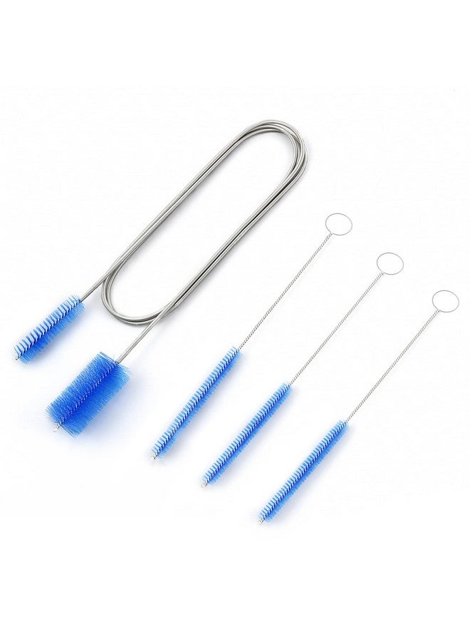 KITOSUN Flexible Drain Brush Cleaner Kit - CPAP Hose Cleaner 5ft Long Elastic Double Head Nylon Cleaning Brush + 3pcs 10” Straw Brushes for Aquarium Water Filter Pipe Air Tube Fish Tank Tub Sinks Glass Vase - Image 1