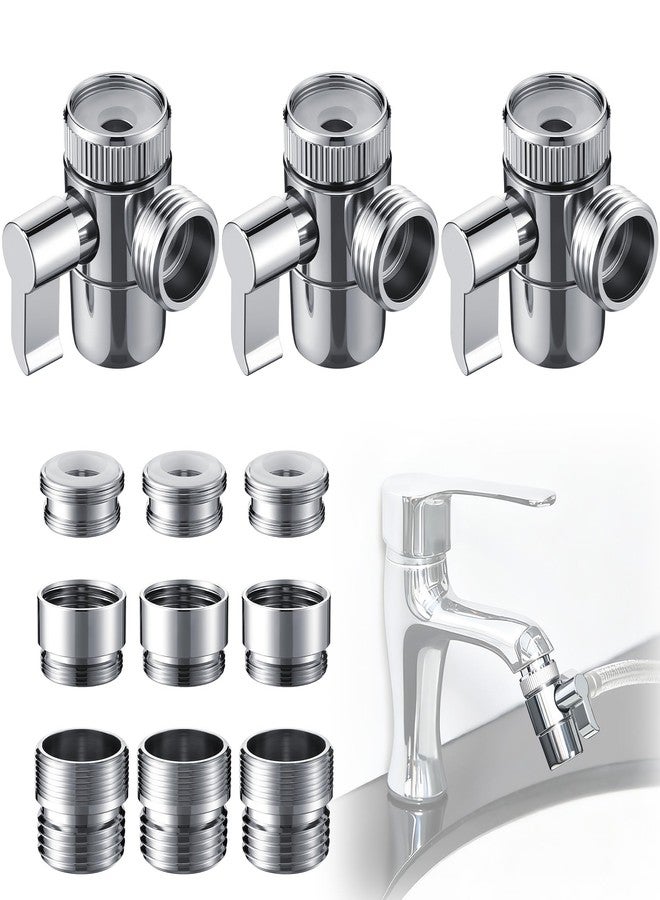 Dreyoo صمام تحويل صنبور Dreyoo 3 مجموعة مع مهوية تتضمن محول خرطوم 55/64 بوصة، 15/16 بوصة، G1/2 بوصة، كل من الثلاثة، صمام تحويل ثلاثي الاتجاهات لليد، موزع صنبور حوض الحديقة للحمام - Image 1