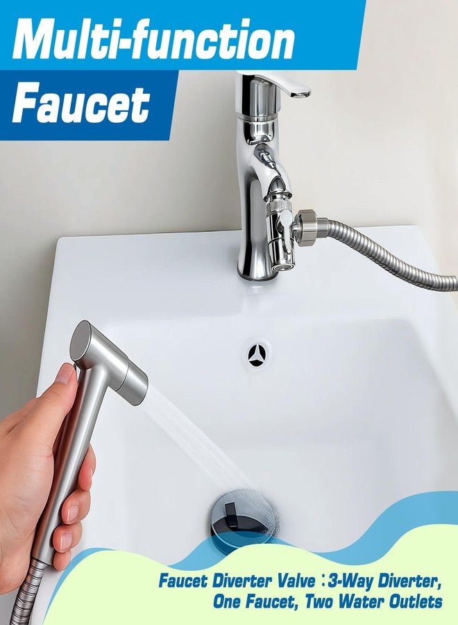 Dreyoo صمام تحويل صنبور Dreyoo 3 مجموعة مع مهوية تتضمن محول خرطوم 55/64 بوصة، 15/16 بوصة، G1/2 بوصة، كل من الثلاثة، صمام تحويل ثلاثي الاتجاهات لليد، موزع صنبور حوض الحديقة للحمام - Image 2