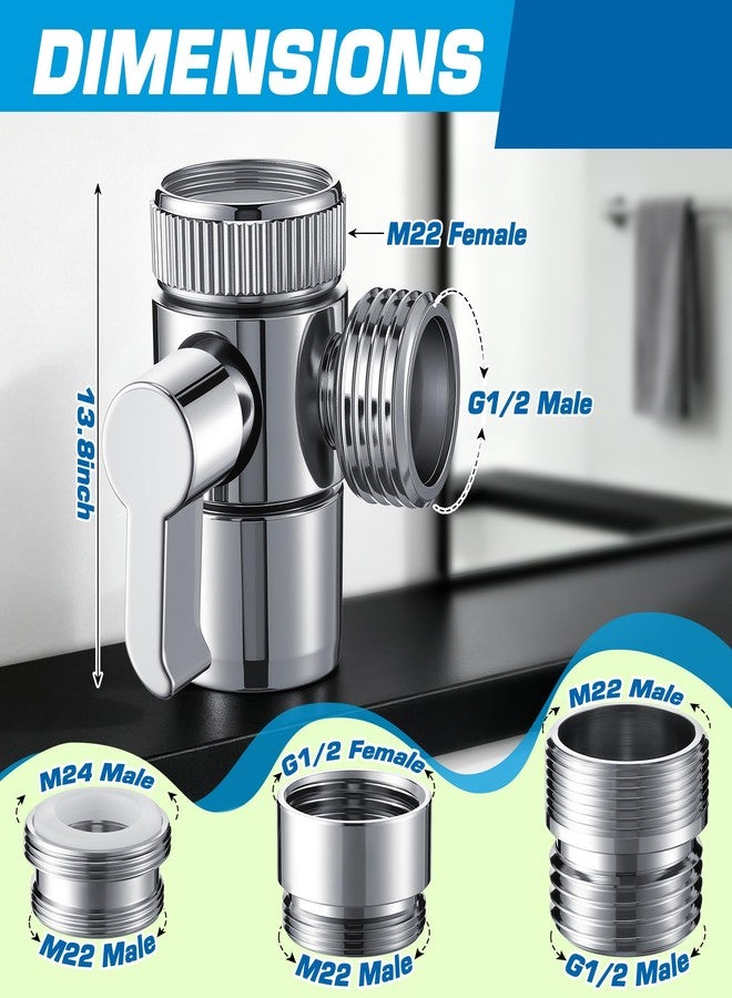 Dreyoo صمام تحويل صنبور Dreyoo 3 مجموعة مع مهوية تتضمن محول خرطوم 55/64 بوصة، 15/16 بوصة، G1/2 بوصة، كل من الثلاثة، صمام تحويل ثلاثي الاتجاهات لليد، موزع صنبور حوض الحديقة للحمام - Image 3