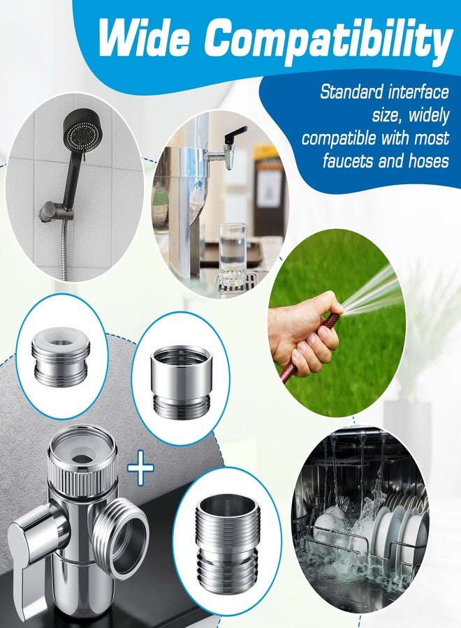 Dreyoo صمام تحويل صنبور Dreyoo 3 مجموعة مع مهوية تتضمن محول خرطوم 55/64 بوصة، 15/16 بوصة، G1/2 بوصة، كل من الثلاثة، صمام تحويل ثلاثي الاتجاهات لليد، موزع صنبور حوض الحديقة للحمام - Image 5