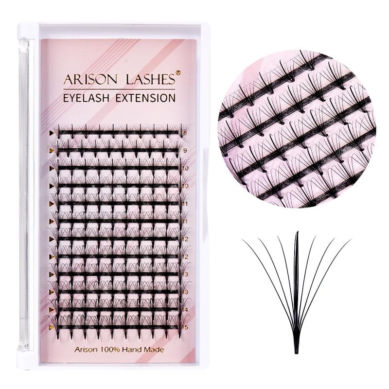 Arison Lashes Premade Manga Lashes False Eyelash Russian Extension Volume Fluff Natural Cat Eye Lashes 7D D Curl 0.07 Thickness 8-15mm Mix Lash Tray - Image 1