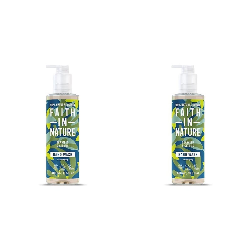 Faith In Nature Natural Seaweed and Citrus Liquid Hand Wash, Restorative, Vegan and Cruelty Free, No SLS or Parabens, 400 ml (Pack of 2) - Image 1