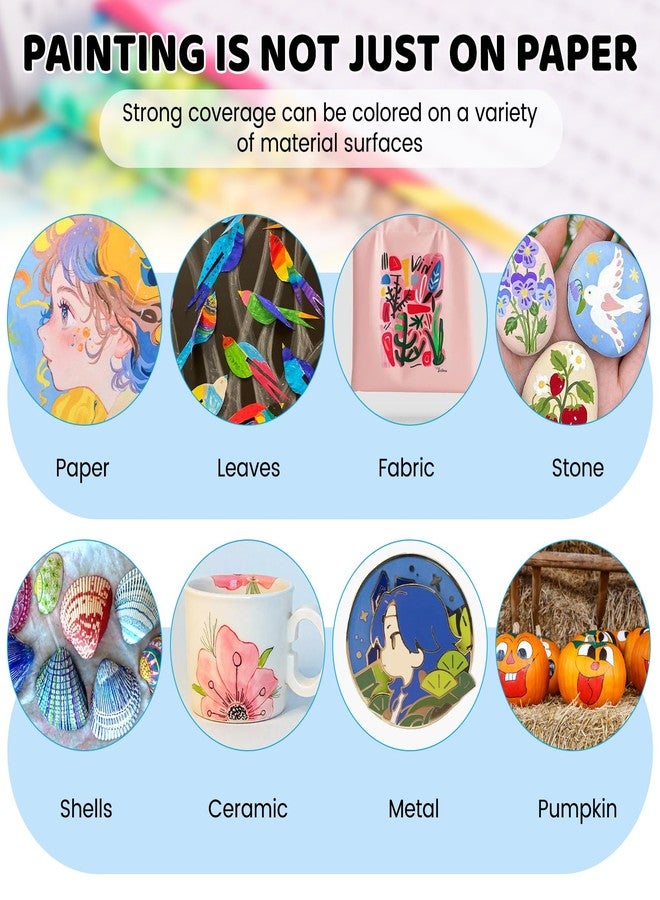 Pontuss 120 Colors Acrylic Paint Markers Brush Tip, Acrylic Paint Pens with Direct-Liquid Ink System, Paint Markers for Rock Painting, Fabric, Wood, Canvas, Plastic, Permanent,Washable,Quick-Drying,Waterproof - Image 5