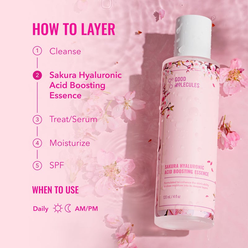 Good Molecules Sakura Hyaluronic Acid Boosting Essence - Ultra Hydrating Facial Moisturizer - Skincare for Hydration, Tightening, Anti Aging, Instant Glow - Skin Care for Face - Image 5