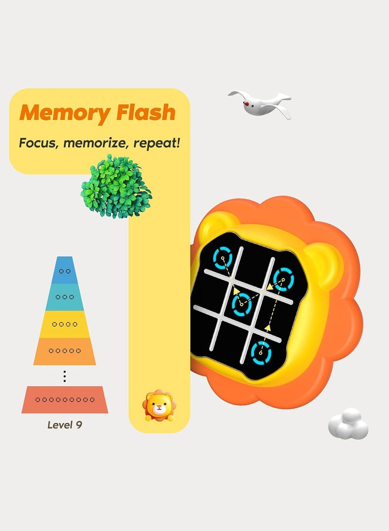 هيروكس لعبة تيك تاك تو 3 في 1، لعبة تعليمية محمولة باليد، لعبة تيك تاك تو إلكترونية للتعليم وتنمية الذاكرة، لعبة عائلية، لعبة لوحية للأطفال والكبار (أصفر) - Image 4