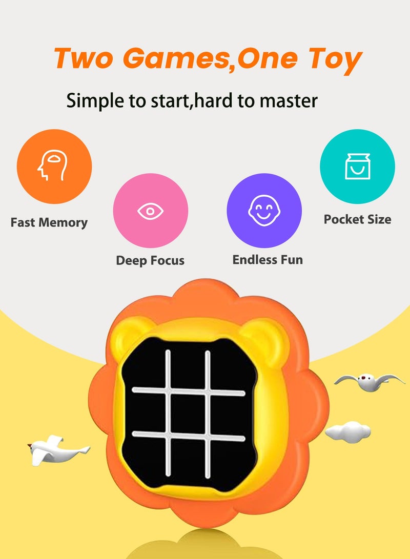 هيروكس لعبة تيك تاك تو 3 في 1، لعبة تعليمية محمولة باليد، لعبة تيك تاك تو إلكترونية للتعليم وتنمية الذاكرة، لعبة عائلية، لعبة لوحية للأطفال والكبار (أصفر) - Image 2