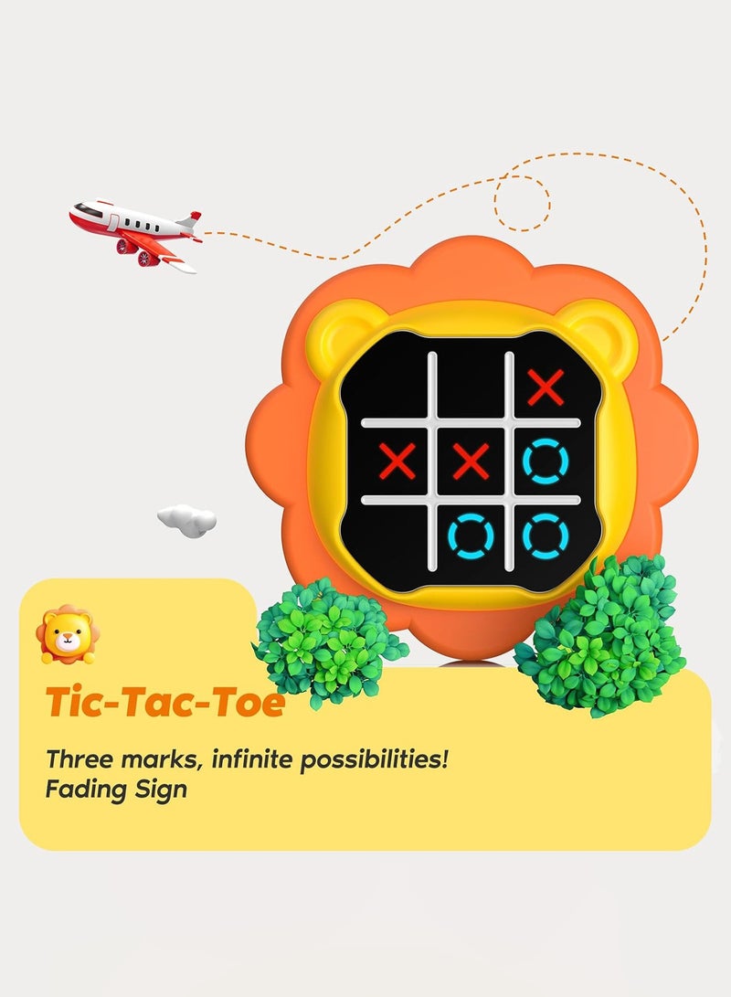 هيروكس لعبة تيك تاك تو 3 في 1، لعبة تعليمية محمولة باليد، لعبة تيك تاك تو إلكترونية للتعليم وتنمية الذاكرة، لعبة عائلية، لعبة لوحية للأطفال والكبار (أصفر) - Image 3