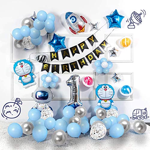 LAZYBEEE Blue balloons, 50pcs 12 inch Blue Silver Balloon Pastel Blue White balloons Blue Confetti balloons for birthday, wedding party decorations - Image 4